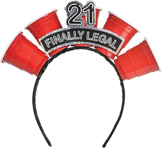 Amscan Eye-catching Black & Red Finally 21 Shot Glass Plastic Headband