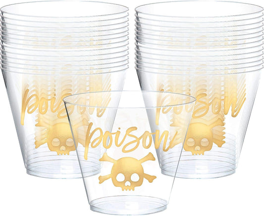 Amscan Poison Design Clear/Gold Metallic Colored Plastic Tumblers